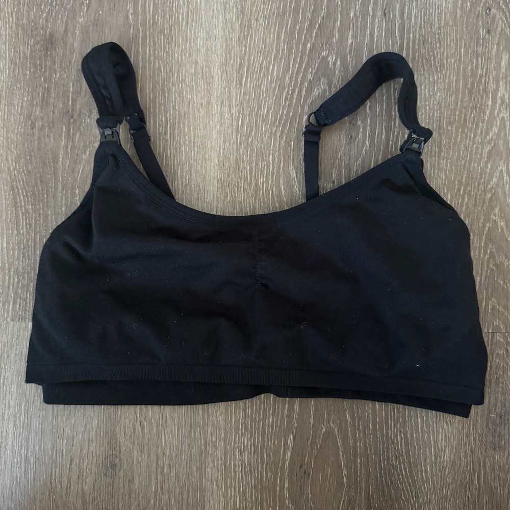 Auden Nursing Pumping Bra Women L Black Wireless Seamless Adjustable Straps